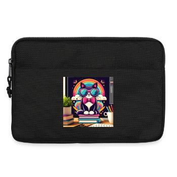 Chat studieux à lunettes - Sacoche pour ordinateur portable 13 pouces - noir - Devant