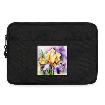 Iris Schwertlilie lila orange | Aquarell - Design - Laptoptasche 13" - Schwarz - Vorne