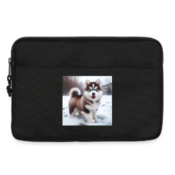 Siberian Husky Welpe im Schnee - Laptoptasche 13" - Schwarz - Vorne
