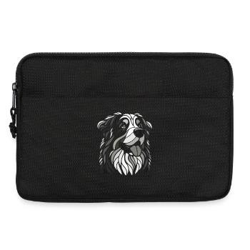 Tête de chien bouvier bernois noir et blanc - Sacoche pour ordinateur portable 13 pouces - noir - Devant