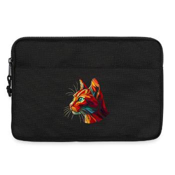 Tête chat roux art géométrique polygones - Sacoche pour ordinateur portable 13 pouces - noir - Devant