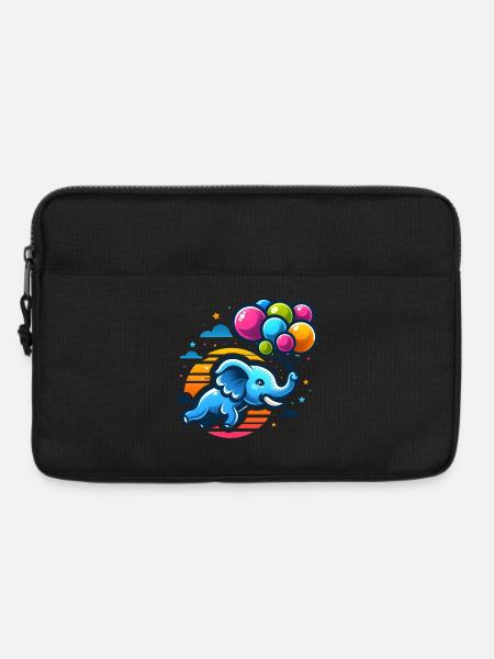 Flying elephant with colorful balloons - Laptop bag 13" - black