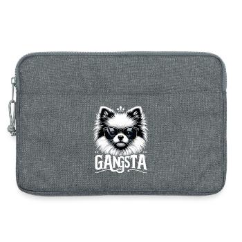 Petit cadeau de chien Spitz Gangsta Gangster - Sacoche pour ordinateur portable 13 pouces - gris chiné - Devant
