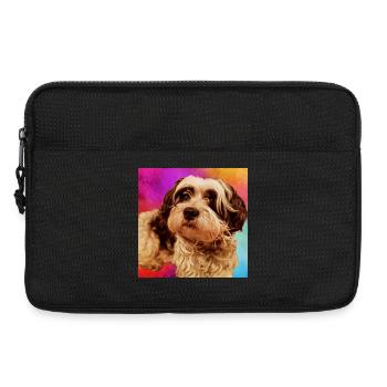 Hundeporträt mit buntem Hintergrund - Laptoptasche 13" - Schwarz - Vorne