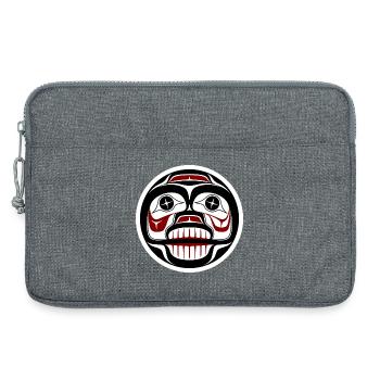 Native American Red Black Haida Art Weeping Skull - Laptop bag 13" - heather grey - Front