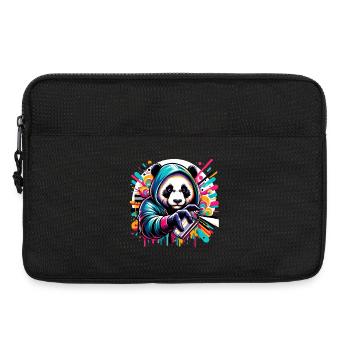 Drôle d’ours panda avec graffiti et bombe aérosol - Sacoche pour ordinateur portable 13 pouces - noir - Devant