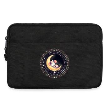 souris endormie paisiblement, sur un croissant de lune - Sacoche pour ordinateur portable 13 pouces - noir - Devant