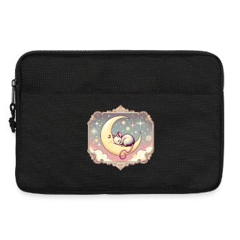 souris endormie paisiblement, sur un croissant de lune - Sacoche pour ordinateur portable 13 pouces - noir - Devant