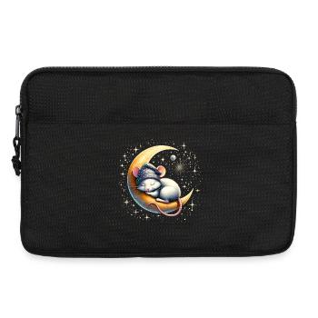 souris endormie paisiblement, sur un croissant de lune - Sacoche pour ordinateur portable 13 pouces - noir - Devant
