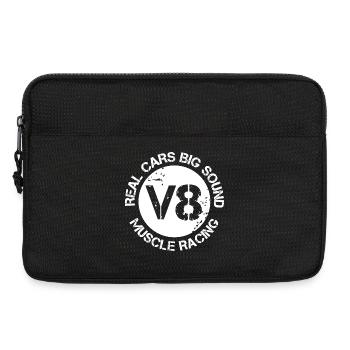 V8 Emblème Voiture Logo Musclecars Moteur Son Icône - Sacoche pour ordinateur portable 13 pouces - noir - Devant