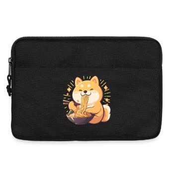 Dog eating Ramen - Laptop bag 13" - black - Front
