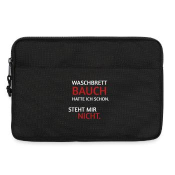 Waschbrett Bauch Spruch T-Shirt - Laptoptasche 13" - Schwarz - Vorne