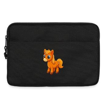 Cheval Mignon Mascotte Personnage De Dessin Animé Kawaii - Sacoche pour ordinateur portable 13 pouces - noir - Devant