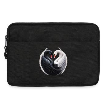 Des cygnes élégants formant un cœur ensemble. - Sacoche pour ordinateur portable 13 pouces - noir - Devant