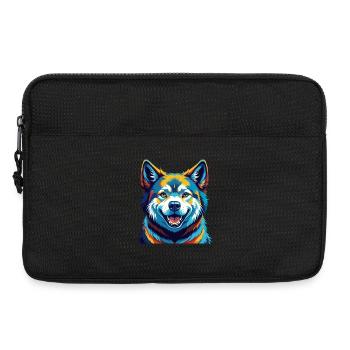 Akita Race Chien Coloré Aquarelle Dessin Animé Kawaii - Sacoche pour ordinateur portable 13 pouces - noir - Devant