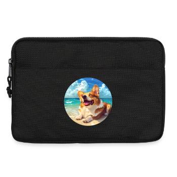 Corgi Beachside Joy Illustration - Laptop bag 13" - black - Front