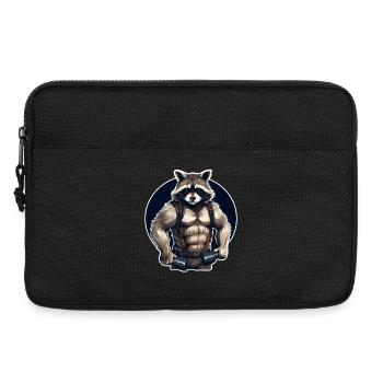 GYM raccoon workout - Laptop bag 13" - black - Front