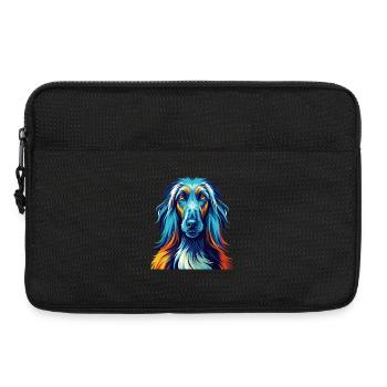 Chien de chasse afghan Race Coloré Dessin animé Kawaii - Sacoche pour ordinateur portable 13 pouces - noir - Devant