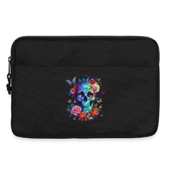 Skull with flowers and butterfly - Laptop bag 13" - black - Front