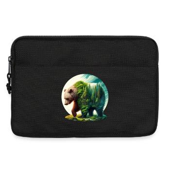 Bär mit Wald in der Silhouette - Laptoptasche 13" - Schwarz - Vorne
