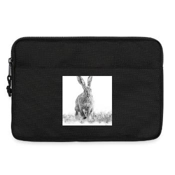 Hopping rabbit black white - Laptop bag 13" - black - Front