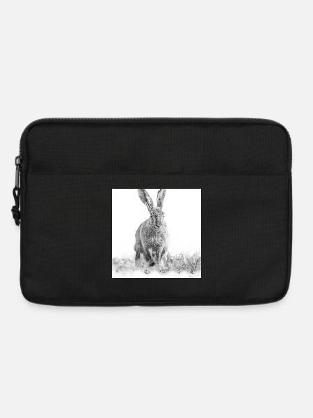 Hopping rabbit black white - Laptop bag 13" - black