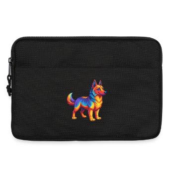 chien coloré kawaii dessin animé personnage clipart - Sacoche pour ordinateur portable 13 pouces - noir - Devant