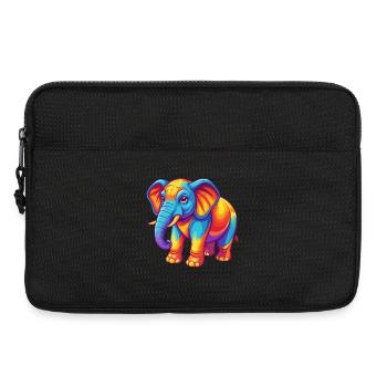 éléphant coloré kawaii personnage de dessin animé clipart - Sacoche pour ordinateur portable 13 pouces - noir - Devant