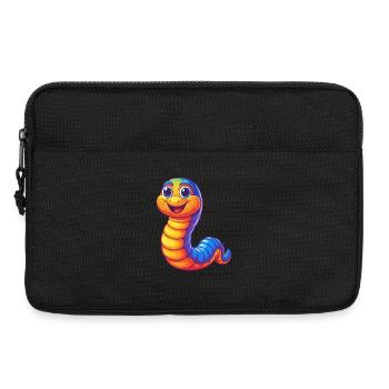Earthworm Colorful Kawaii Cartoon Character Animal - Laptop bag 13" - black - Front