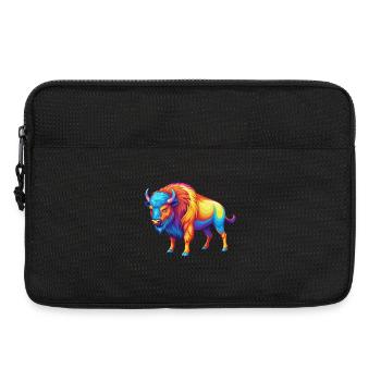 Bison coloré Kawaii Dessin animé Personnage Clipart - Sacoche pour ordinateur portable 13 pouces - noir - Devant