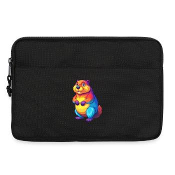 Beaver Colorful Kawaii Cartoon Character Clipart - Laptop bag 13" - black - Front