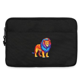 Lion coloré Kawaii Dessin animé Personnage Clipart - Sacoche pour ordinateur portable 13 pouces - noir - Devant