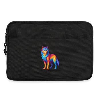 Wolf Bunte Kawaii Cartoon Figur Clipart - Laptoptasche 13" - Schwarz - Vorne