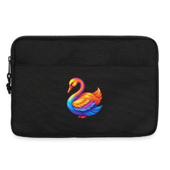cygne coloré kawaii personnage de dessin animé clipart - Sacoche pour ordinateur portable 13 pouces - noir - Devant