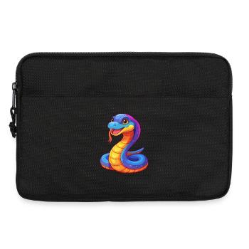 serpent coloré kawaii dessin animé personnage clipart - Sacoche pour ordinateur portable 13 pouces - noir - Devant
