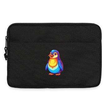 Pingouin coloré Kawaii Dessin animé Personnage Clipart - Sacoche pour ordinateur portable 13 pouces - noir - Devant