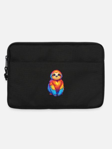 Faultier Bunte Kawaii Cartoon Figur Clipart - Laptoptasche 13" - Schwarz