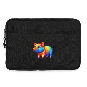 cochon coloré kawaii personnage de dessin animé clipart - Sacoche pour ordinateur portable 13 pouces - noir - Devant