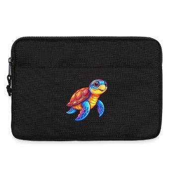 Tortue de mer Kawaii coloré dessin animé Animal marin - Sacoche pour ordinateur portable 13 pouces - noir - Devant