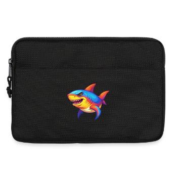 requin coloré kawaii dessin animé animal marin - Sacoche pour ordinateur portable 13 pouces - noir - Devant