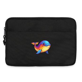 Blue Whale Colorful Kawaii Cartoon Sea Animal - Laptop bag 13" - black - Front