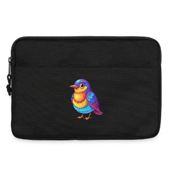 Grive coloré Kawaii dessin animé Personnage oiseau - Sacoche pour ordinateur portable 13 pouces - noir - Devant