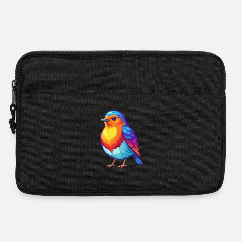 Robin Bunte Kawaii Cartoon Figur Vogel - Laptoptasche 13" - Schwarz