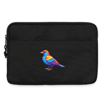 Merle à ailes rouges dessin animé kawaii coloré - Sacoche pour ordinateur portable 13 pouces - noir - Devant