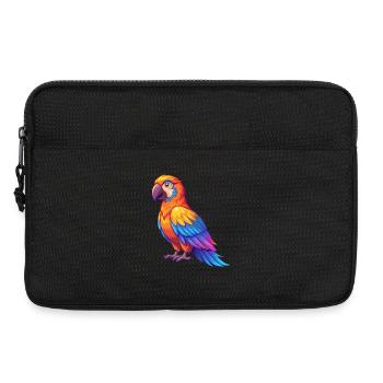 Perroquet coloré Kawaii dessin animé Personnage Oiseau - Sacoche pour ordinateur portable 13 pouces - noir - Devant