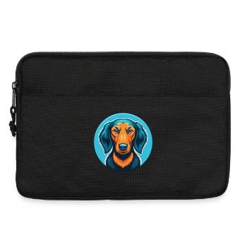 Teckel chien mignon Kawaii dessin animé animal animal logo - Sacoche pour ordinateur portable 13 pouces - noir - Devant