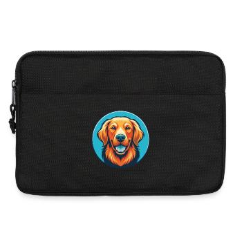 Golden Retriever Hund Niedliches Kawaii Cartoon Haustier Logo - Laptoptasche 13" - Schwarz - Vorne
