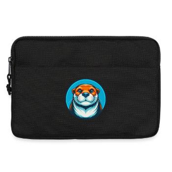 loutre mignon kawaii dessin animé clipart animal animal de compagnie logo - Sacoche pour ordinateur portable 13 pouces - noir - Devant
