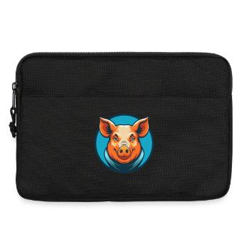 Cochon mignon Kawaii dessin animé Clipart Animal Animal Pet Logo - Sacoche pour ordinateur portable 13 pouces - noir - Devant