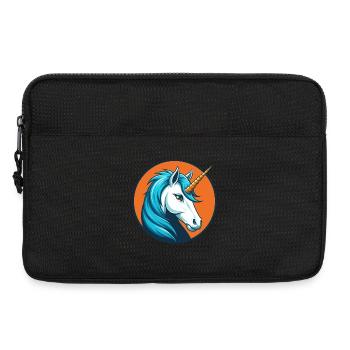 Licorne mignon drôle Kawaii dessin animé animal de compagnie logo - Sacoche pour ordinateur portable 13 pouces - noir - Devant